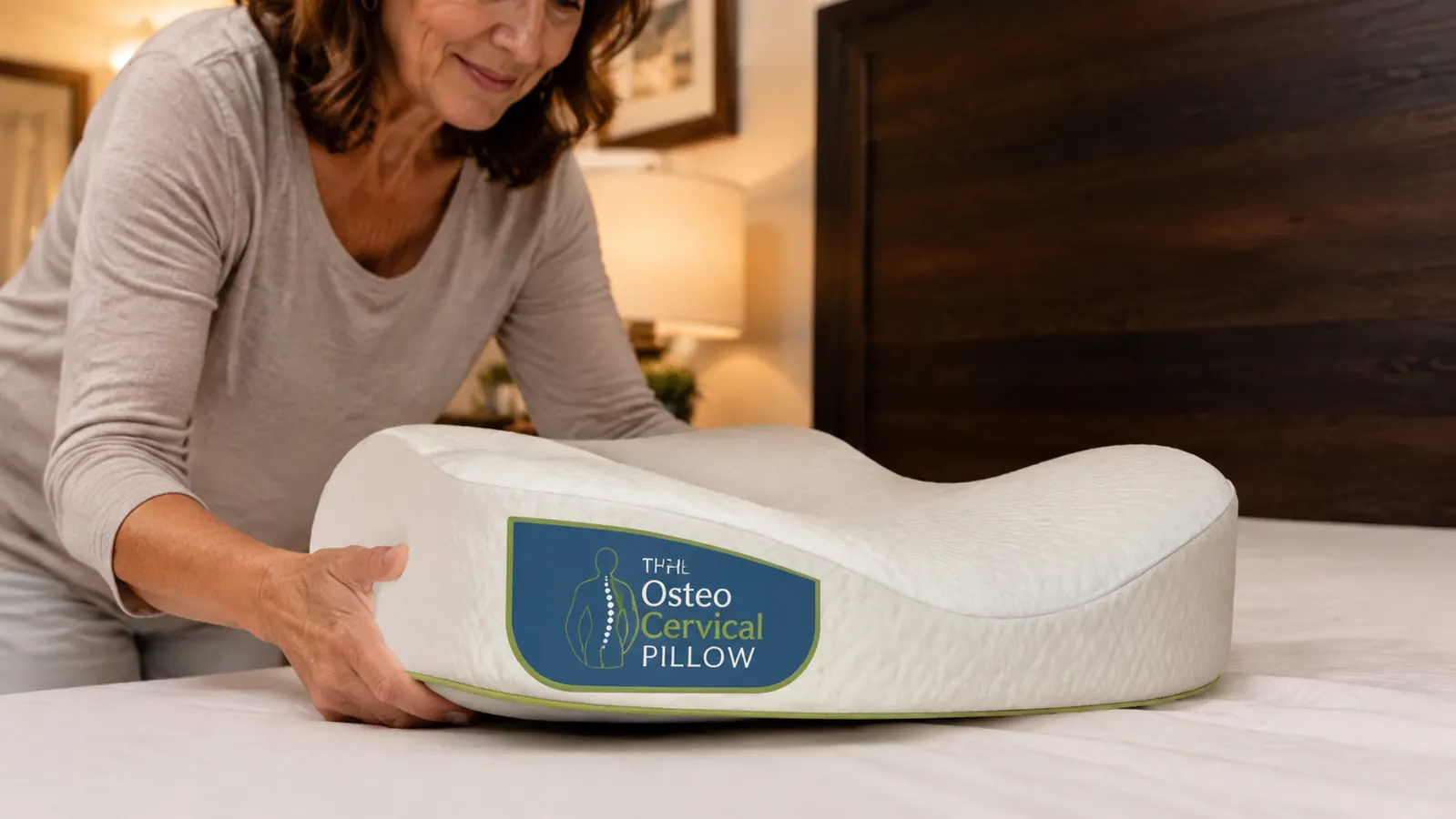 Side view of cervical memory foam pillow showing contoured neck support indentation